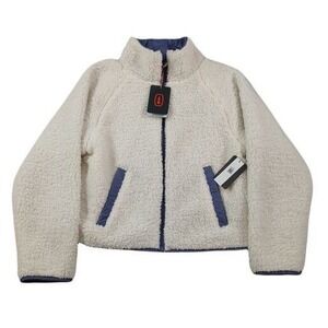 Bass Outdoor Reversible Fleece Jacket Womens XS Purple Gardenia White Zip NEW